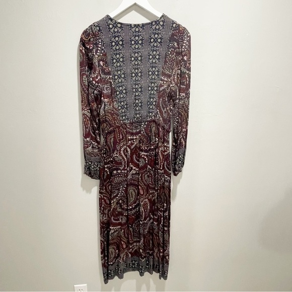 KNOX ROSE Women’s Navy Blue Paisley Print Maxi Dress Button Front Size Medium - Picture 3 of 7